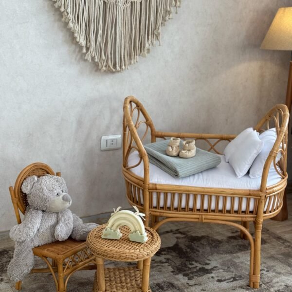 Portable Open-Weave Rattan Bassinet
