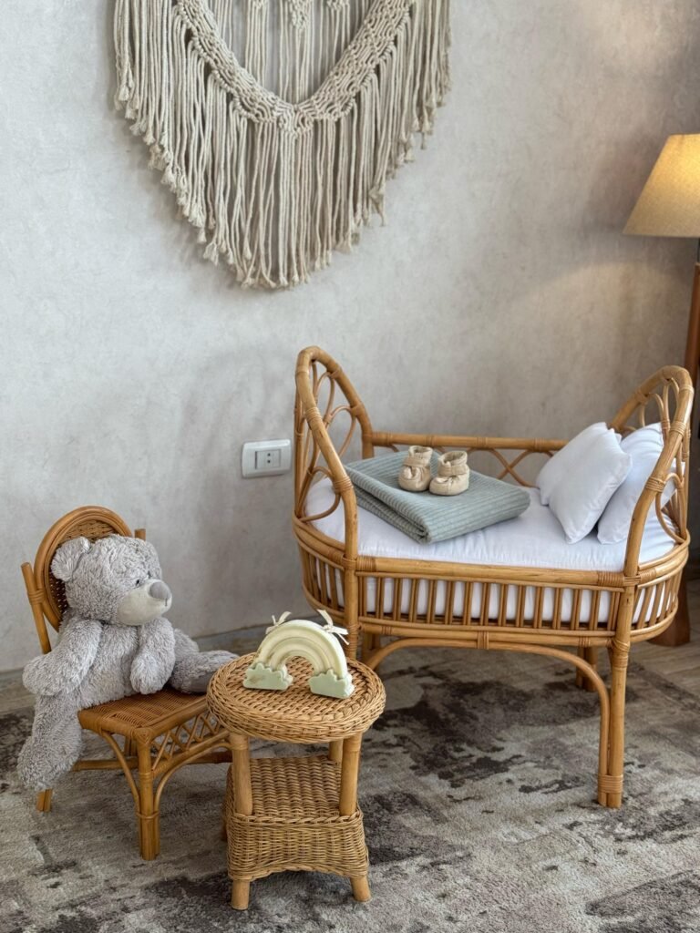 Portable Open-Weave Rattan Bassinet