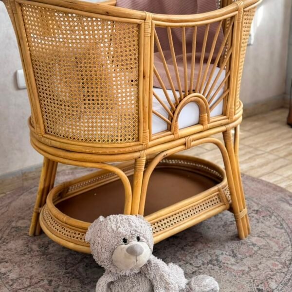 Cane Rattan Bassinet with Storage Shelf